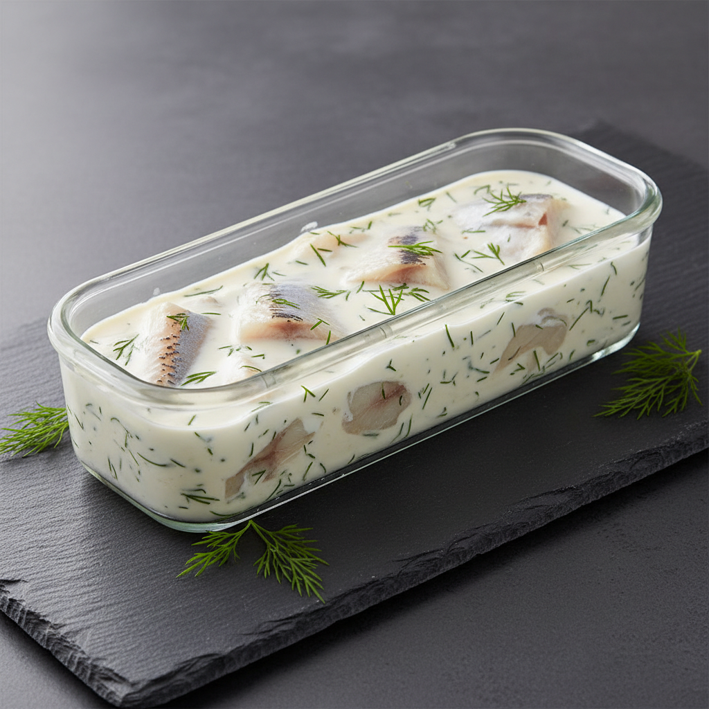 Harengs crème aneth verrine rectangulaire