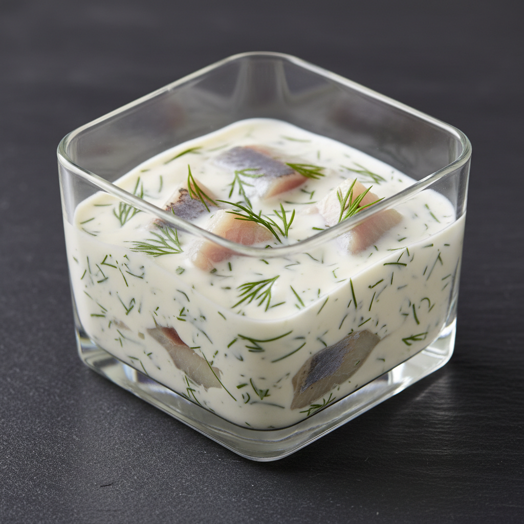 Harengs crème et aneth en verrine