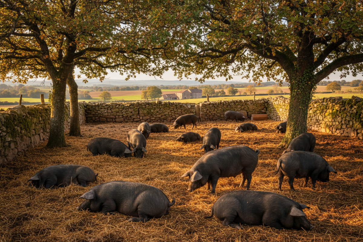 Porc noir de Bigorre en rosace
