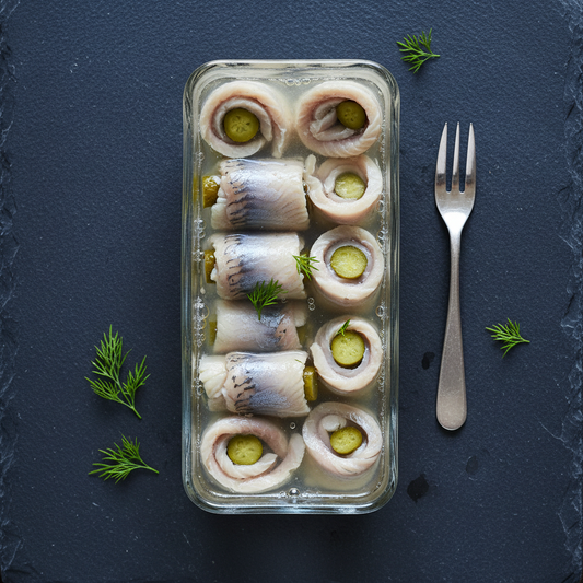 Rollmops verrine flat lay